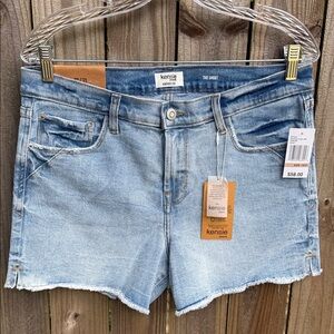 kensie Light Blue Denim Frayed Hem Shorts
